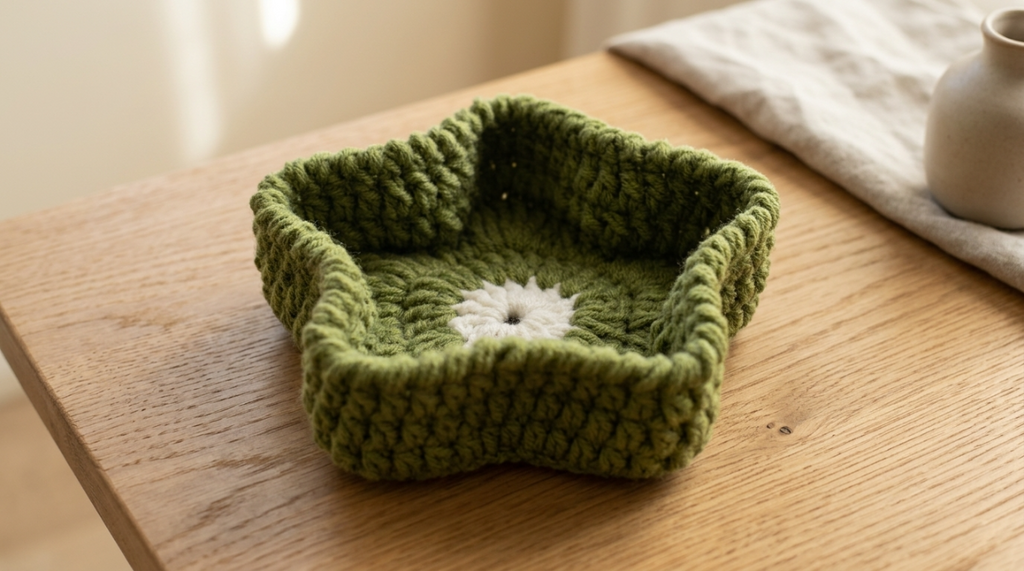Star-Shaped Crochet Storage Basket Crochet Pattern PDF